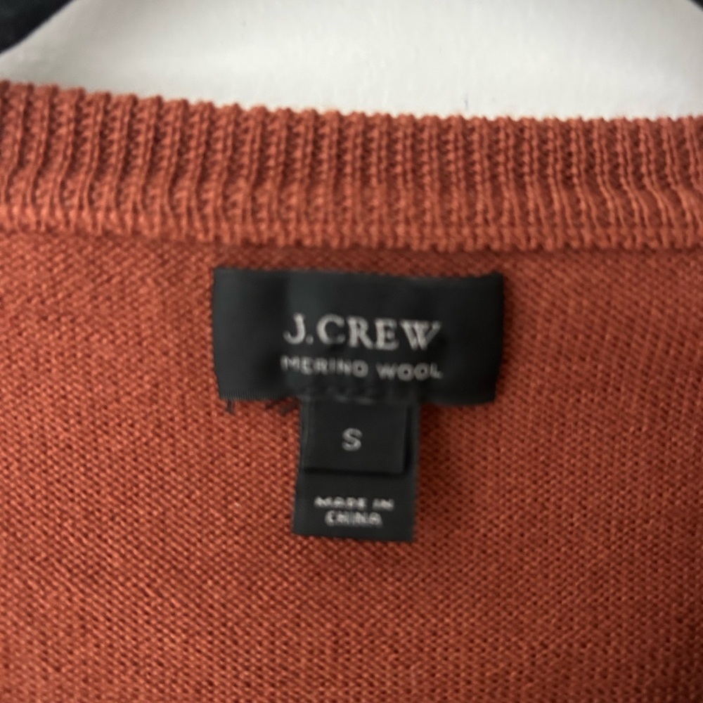 Jcrew merino wool burnt orange v neck sweater - Picture 4 of 10